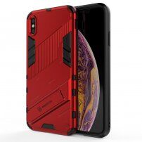 Trpežen zaščitni ovitek s stojalom za iPhone XS Max - rdeče