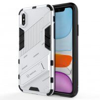 Trpežen zaščitni ovitek s stojalom za iPhone X / XS - bela