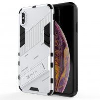 Trpežen zaščitni ovitek s stojalom za iPhone XS Max - bela