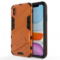 Trpežen zaščitni ovitek s stojalom za iPhone X / XS - oranžna