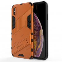Trpežen zaščitni ovitek s stojalom za iPhone XS Max - oranžna