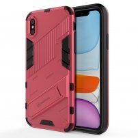Trpežen zaščitni ovitek s stojalom za iPhone X / XS - roza