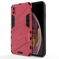Trpežen zaščitni ovitek s stojalom za iPhone XS Max - roza