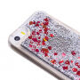 Zaščitna prevleka s plavajočimi dvojčki za Apple iPhone SE (2016) / 5S - srebrna z rdečimi srčki
