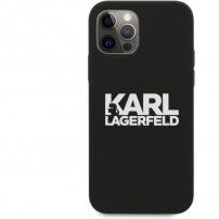 Karl Lagerfeld Stack White Logo silikonski ovitek za iPhone 12 Pro Max - črna