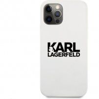 Karl Lagerfeld Stack Black Logo silikonski ovitek za iPhone 12 Pro Max - bela