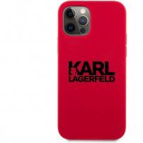 Karl Lagerfeld Stack Black Logo silikonski ovitek za iPhone 12 Pro Max - rdeče