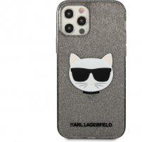 Karl Lagerfeld Choupette Head Glitter ovitek za iPhone 12 Pro Max - črna