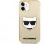 Karl Lagerfeld Choupette Head Glitter ovitek za iPhone 12 mini - zlati