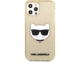 Karl Lagerfeld Choupette Head Glitter ovitek za iPhone 12 Pro Max - zlati