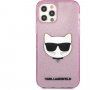 Karl Lagerfeld Choupette Head Glitter ovitek za iPhone 12 Pro Max - roza