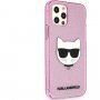 Karl Lagerfeld Choupette Head Glitter ovitek za iPhone 12 Pro Max - roza