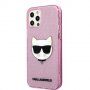 Karl Lagerfeld Choupette Head Glitter ovitek za iPhone 12 Pro Max - roza