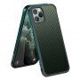 Ovitek s teksturo iz ogljikovih vlaken in zaščitnim okvirjem za iPhone 11 Pro - temno zelena