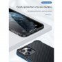 Ovitek s teksturo iz ogljikovih vlaken in zaščitnim okvirjem za iPhone 11 Pro Max - temno zelena
