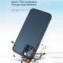 Ovitek s teksturo iz ogljikovih vlaken in zaščitnim okvirjem za iPhone 12 / 12 Pro - temno modra