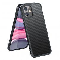 Ovitek s teksturo iz ogljikovih vlaken in zaščitnim okvirjem za iPhone 11 - črna