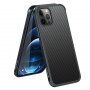 Ovitek s teksturo iz ogljikovih vlaken in zaščitnim okvirjem za iPhone 12 / 12 Pro - črna