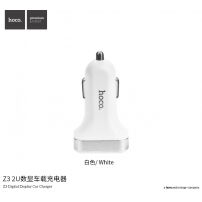 Avtomobilski polnilnik HOCO (5V / 3.1A) z dvema USB vhodoma za Apple iPhone / iPad / iPod - bela