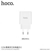 Polnilnik / adapter HOCO z dvema USB vhodoma in zaslonom za Apple iPhone / iPod - bela