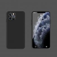 Silikonski zaščitni ovitek z ravnimi robovi za iPhone 12 Pro Max - črna