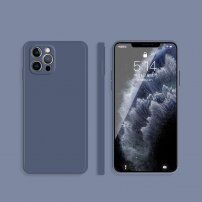 Silikonski zaščitni ovitek z ravnimi robovi za iPhone 12 Pro - sivo-moder