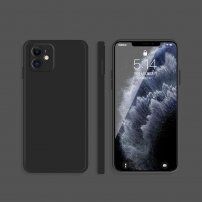 Silikonski zaščitni ovitek z ravnimi robovi za iPhone 12 - črna