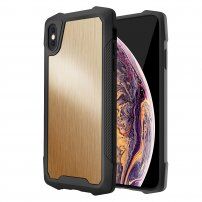 Trpežen zaščitni zrcalni ovitek iz brušenega nerjavečega jekla za iPhone XS Max - zlati