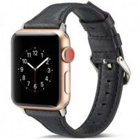 Eleganten jermen iz umetnega usnja Apple Watch Ultra 49mm / 46mm / 45mm / 44mm / 42mm - črna