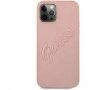 Guess Saffiano Vintage Script ovitek za iPhone 12 Pro Max - roza-zlato