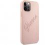 Guess Saffiano Vintage Script ovitek za iPhone 12 Pro Max - roza-zlato