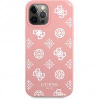 Guess Liquid Silicone White Peony ovitek za iPhone 12 Pro Max - roza