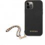 Guess Saffiano Gold Chain ovitek za iPhone 12 Pro Max - črna