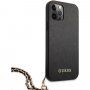 Guess Saffiano Gold Chain ovitek za iPhone 12 Pro Max - črna