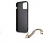 Guess Saffiano Gold Chain ovitek za iPhone 12 Pro Max - črna