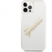 Guess Vintage Script Gold Logo ovitek za iPhone 12 Pro Max - zlati