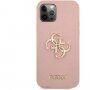 Guess Saffiano Big 4G Metal Logo ovitek za iPhone 12 Pro Max - roza