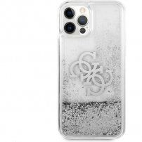 Guess Big 4G Liquid Glitter Silver ovitek za iPhone 12 Pro Max - srebro