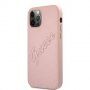 Guess Saffiano Vintage Script ovitek za iPhone 12 Pro Max - roza-zlato