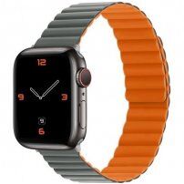 Silikonski magnetni pasek za Apple Watch Ultra 49mm / 46mm / 45mm / 44mm / 42mm - sivo-oranžna