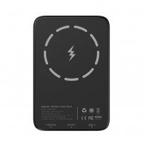 Powerbank 5 000 mAh z brezžičnim hitrim polnilcem MagSafe z vhodom USB-C - črna