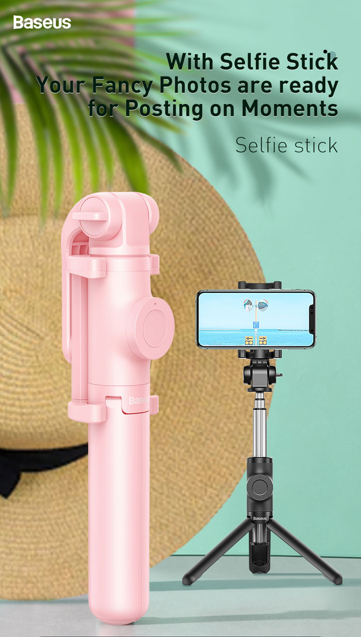 Baseus Lovely bluetooth selfie palica s stativom za iPhone - črna