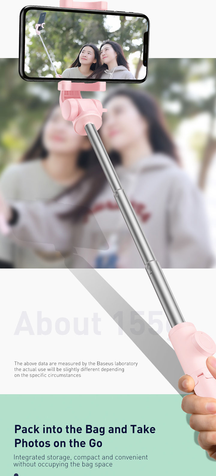 Baseus Lovely bluetooth selfie palica s stativom za iPhone - črna