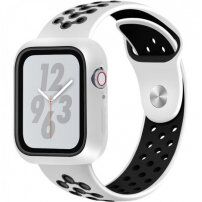 Zaščitno ohišje s silikonskim trakom za Apple Watch 40mm - belo-črno