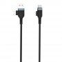 WIWU 4v1 pleten podatkovni in polnilni kabel USB-A / USB-C / Lightning za iPhone / iPad / iPod / AirPods - 1,2 m - črna