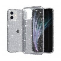 Prozoren ovitek z bleščicami za iPhone 12 / 12 Pro - siva
