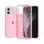 Prozoren ovitek z bleščicami za iPhone 12 / 12 Pro - roza