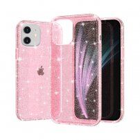 Prozoren ovitek z bleščicami za iPhone 12 / 12 Pro - roza