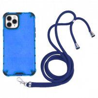 Odporen ovitek s strukturo satovja in vrvico za iPhone 11 Pro - modro