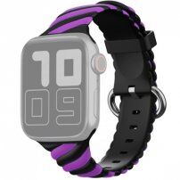 Prepleten silikonski pasek za Apple Watch 42mm / 41mm / 40mm / 38mm - črno-vijoličen
